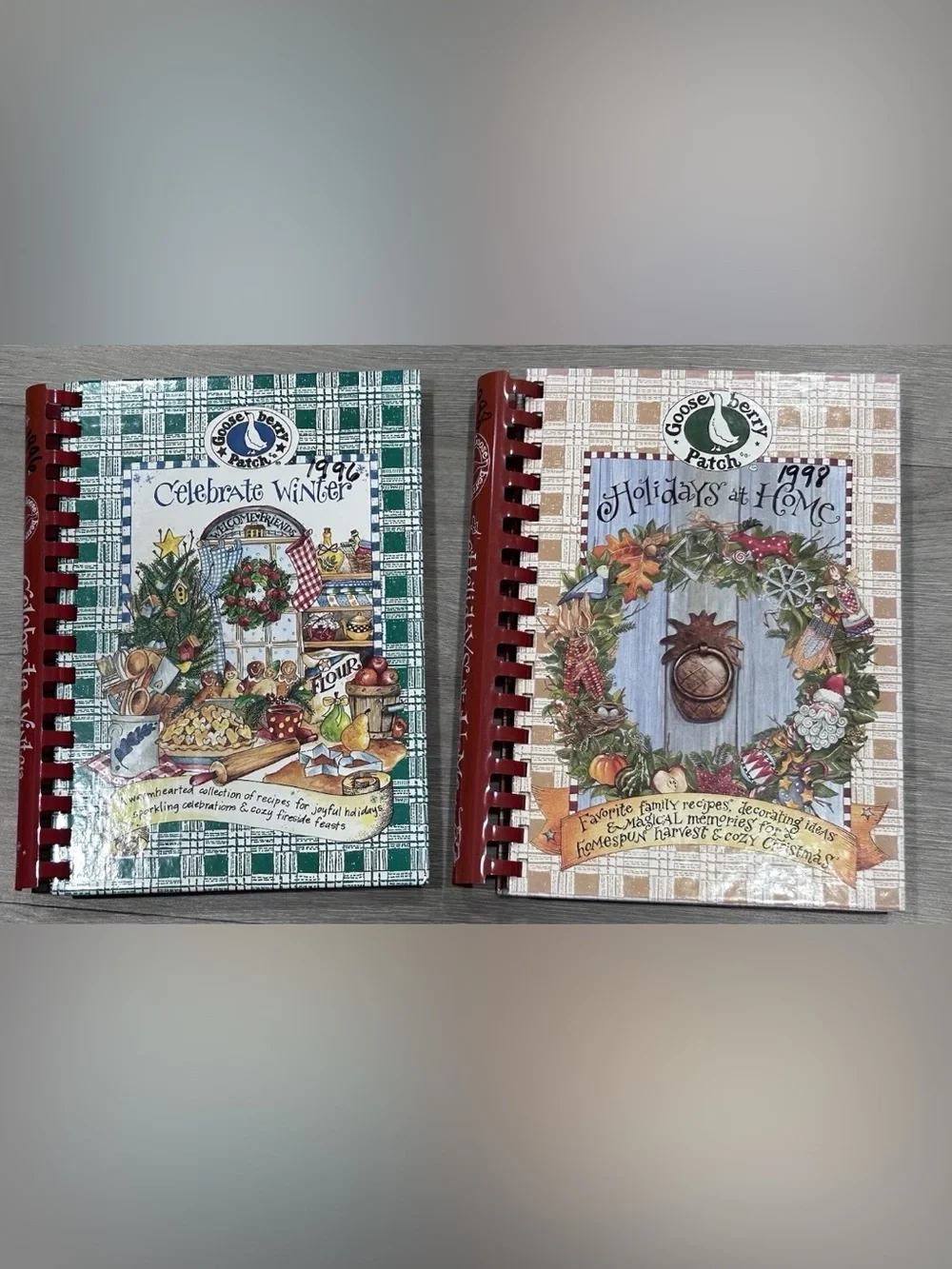 Lot of 2 Gooseberry Patch Cookbooks Celebrate Winter 1996 Holidays at Home 1998
